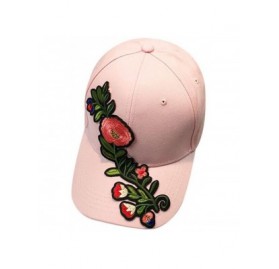 Berets Womens Baseball Cap Couple Applique Floral Unisex Snapback Hip Hop Flat Hat - Pink - CX18I0CEUN2 $10.85