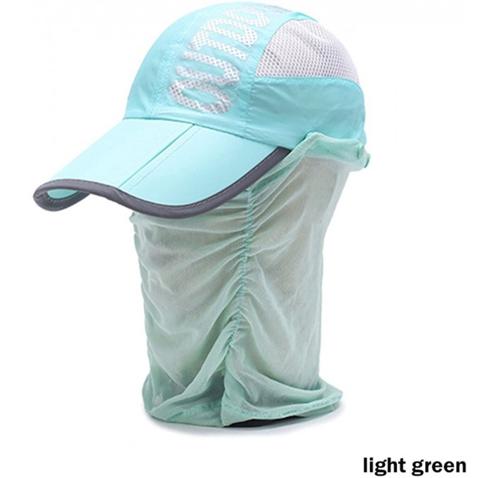 Sun Hats Sun Caps Outdoor Hat Solar Protection Sun Cap Foldable Removable Neck&Face Flap Cover - Light Green - CZ18ESKEXXE $2...