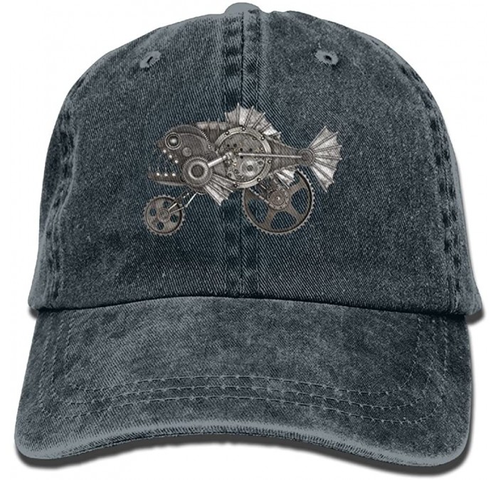 Cowboy Hats Mechanical Piranha Trend Printing Cowboy Hat Fashion Baseball Cap for Men and Women Black - Navy - CQ1807Q09I0 $1...