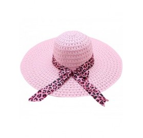 Sun Hats Sunhat for Women - Elegant Leopard Bowknot Folding Beach Cap Big Brim Straw Hat Sunshade Floppy Wide Brim Hats - CP1...