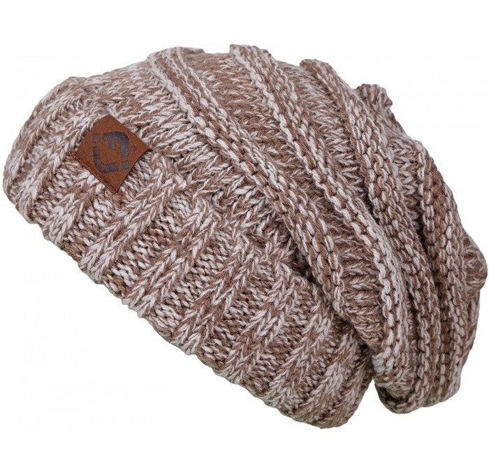 Skullies & Beanies Oversized Slouchy Warm Knit FJ Beanie - Mocha Taupe - CI12MN14MZT $8.40