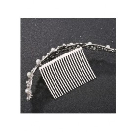 Headbands Bridal Crown Rhinestone Crystal Pearls Hair Comb Tiara Wedding Headband - Silver - CP18EDQZGUT $7.74
