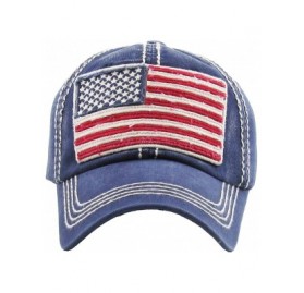 Baseball Caps Men's USA American Flag Patch Vintage Ball Cap - Navy - CI18LQLWQTU $34.58
