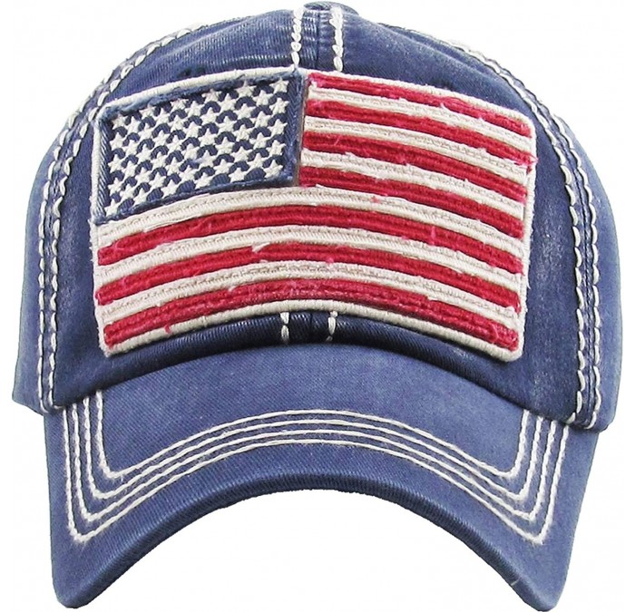 Baseball Caps Men's USA American Flag Patch Vintage Ball Cap - Navy - CI18LQLWQTU $37.34