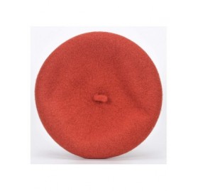Berets Women's 100% Wool French Beret Hat Solid Color Black Beret Hats for Women - Rust Color - CQ18ZDRXNXD $12.05