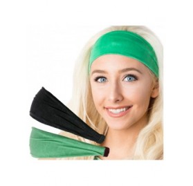Headbands Adjustable & Stretchy Crushed Xflex Wide Headbands for Women Girls & Teens - Crushed Green & Black 2pk - CS1950Z80L...
