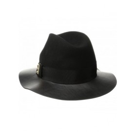 Cold Weather Headbands Women's Adjustable Fedora with Grossgrain Band and Gold Stud Trim - Black - C711Y6BUFRJ $57.68
