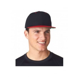 Baseball Caps 6-Panel Structured Flat Visor Classic Snapback (6089) - Black/Red - CN1181RD11V $8.37