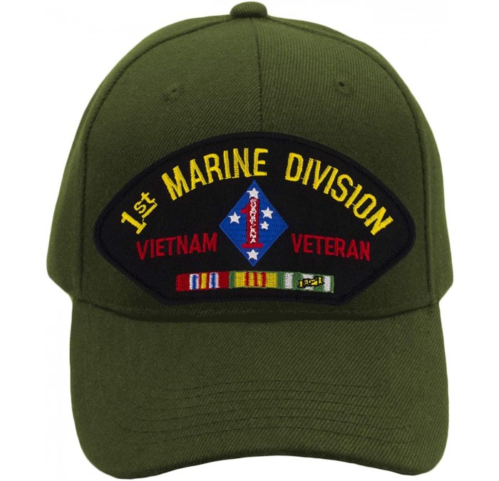 Baseball Caps USMC - 1st Marine Division - Vietnam Hat/Ballcap Adjustable One Size Fits Most - Olive Green - CX18RZDWIAZ $21.94