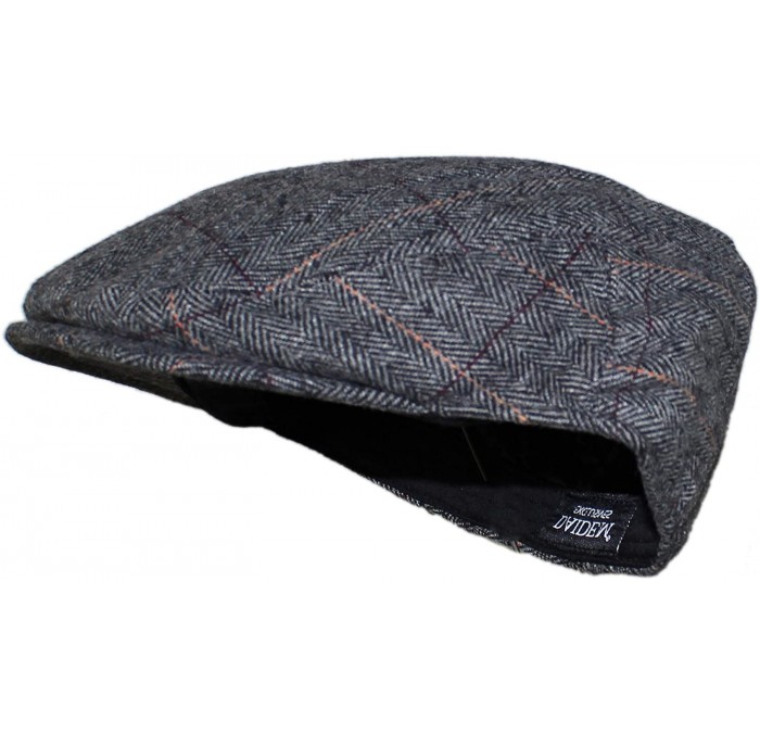Newsboy Caps Street Easy Herringbone Driving Cap with Quilted Lining - Light Grey Pinstripe - CN1930GLADO $25.97