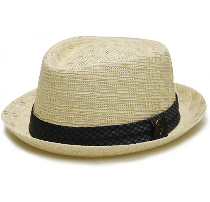 Fedoras Pamoa Unisex Pms540 Summer Porkpie Straw Fedora Hats - Natural - C312D8OIBQV $26.88