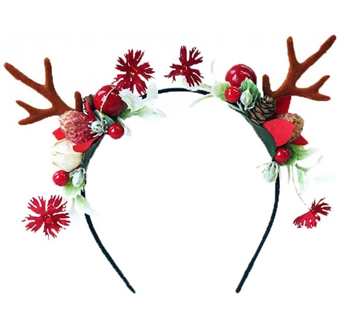 Headbands Flower Wreath Headband Floral Hair Garland Flower Crown Halo Headpiece Boho with Ribbon Wedding Party Photos - C - ...