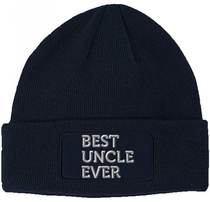 Skullies & Beanies Custom Patch Beanie Best Uncle Ever Embroidery Skull Cap Hats for Men & Women - Navy - C318A6K5LEG $40.43