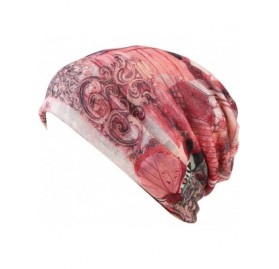 Skullies & Beanies Print Flower Cap Cancer Hats Beanie Stretch Casual Turbans for Women - Salmon - CI18CWAKIDW $9.47