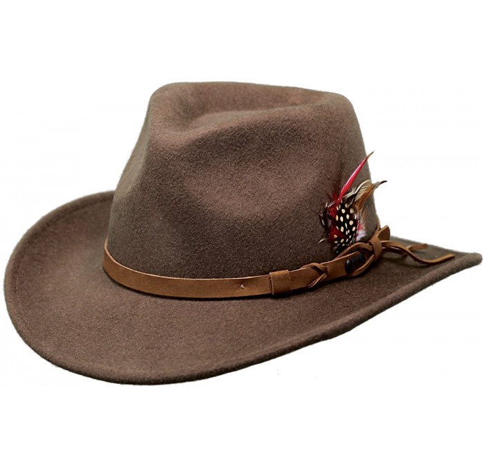 Cowboy Hats Men's Co. Randwick Upf50 Sun Protection Crushable Wool Hat Brown Small - CA1158FE6DV $55.42