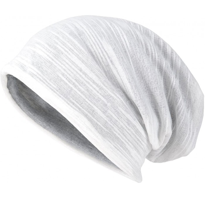 Skullies & Beanies Mens Slouch Beanie Skull Cap Thin Summer Hat - Jersey White - CG18328ZQD3 $26.65
