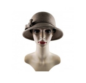 Sun Hats Cloche Hats for Women 100% Wool Fedora Bucket Bowler Hat 1920s Vintage Kentucky Derby Church Party Hats - Kaki - CQ1...