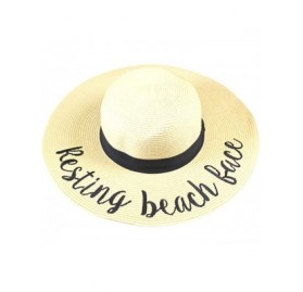 Sun Hats Women Elegant Wide Brim Embroidered Beach Pool Floppy Summer Vacation Sun Hat - Resting Beach Face - CI18CM9AXW5 $15.28