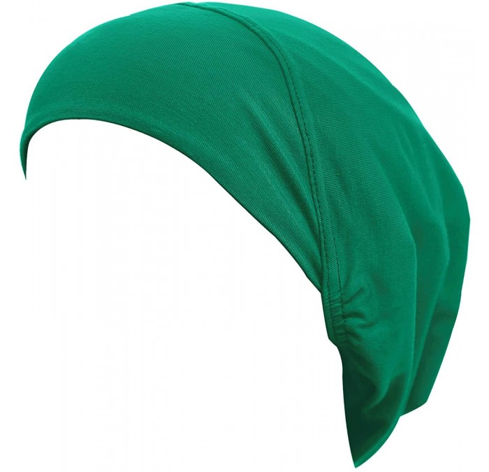 Skullies & Beanies Cotton Beanie Snood Large Hijab Chemo Cap - Emerald Green - C318ROGOL68 $13.14