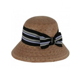 Sun Hats Women's - Ella Multi Striped Bow Palm Hat Tan - C6115WT876P $34.52