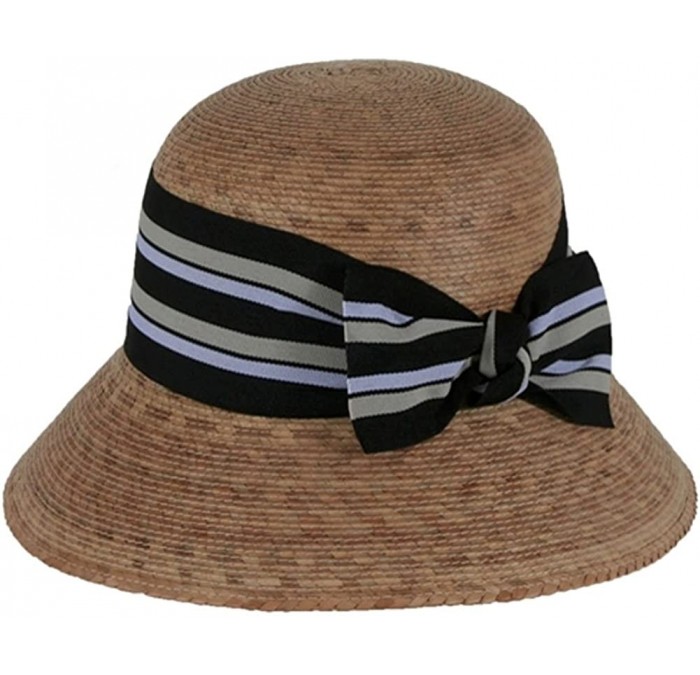 Sun Hats Women's - Ella Multi Striped Bow Palm Hat Tan - C6115WT876P $84.00