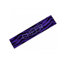 Headbands Cheer Rhinestone Cotton Stretch Headband - Purple Zebra - CI11L60D06L $10.90