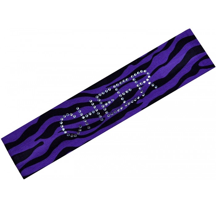 Headbands Cheer Rhinestone Cotton Stretch Headband - Purple Zebra - CI11L60D06L $19.27