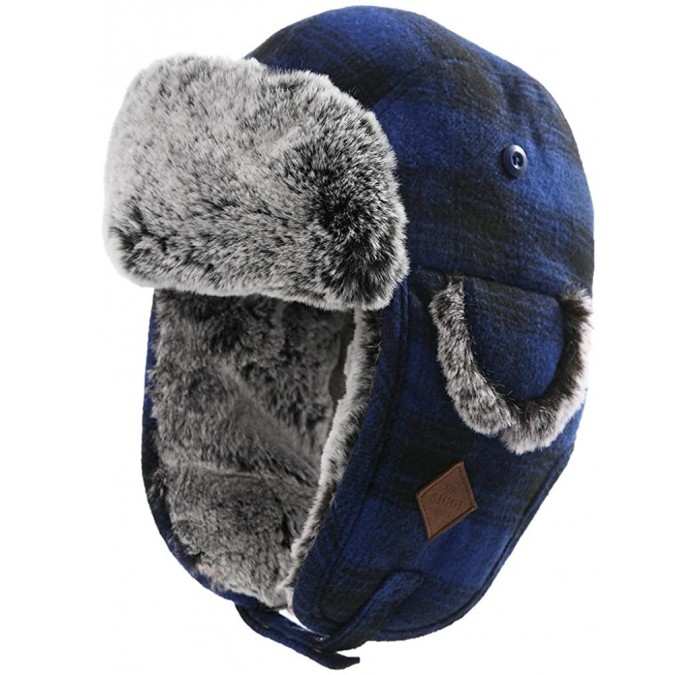 Skullies & Beanies Cotton Trapper Hat Faux Fur Earflaps Hunting Hat Warm Pillow Lining Unisex - 89079_blue - CK1873KOIN7 $44.39