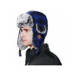 Skullies & Beanies Cotton Trapper Hat Faux Fur Earflaps Hunting Hat Warm Pillow Lining Unisex - 89079_blue - CK1873KOIN7 $27.81
