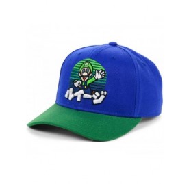 Baseball Caps Nintendo Luigi Kanji Snapback Cap Blue/Green - CP18W6XSOCN $11.92
