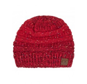 Skullies & Beanies Women's Trendy Four Tone Multi Color Ribbed Cable Knit Beanie - Red - CJ12K7GTEZF $14.28