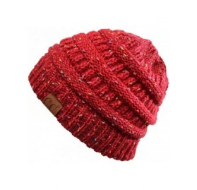 Skullies & Beanies Women's Trendy Four Tone Multi Color Ribbed Cable Knit Beanie - Red - CJ12K7GTEZF $14.28