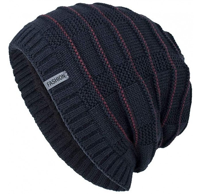 Skullies & Beanies Beanie Hat for Men Women Winter Warm Knit Slouchy Thick Skull Cap Casual Down Headgear Earmuffs Hat - CV18...