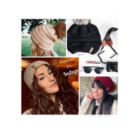 Skullies & Beanies Womens Winter Knit Slouchy Beanie Hat Warm Skull Ski Cap Faux Fur Pom Pom Hats for Women - CY18UZYD669 $12.51