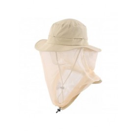 Sun Hats Mosquito Net Hat Mens Sun Protection Hat Safari Hat Bucket Hat - Beige - CB12GYNDXWZ $12.87