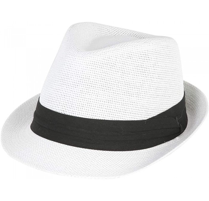 Fedoras Tweed Classic Cuban Style Fedora Fashion Hat - White - C0112X0ME5L $26.83