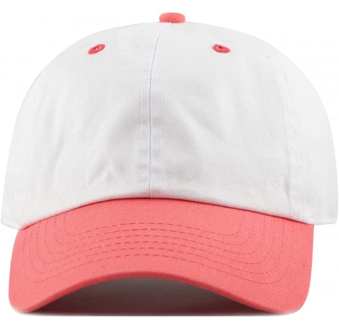 Baseball Caps Two Tone 100% Cotton Stonewashed Cap Adjustable Hat Low Profile Baseball Cap. - Coral - CO12O922X54 $19.08