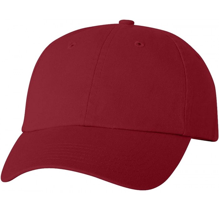 Baseball Caps Bio-Washed Unstructured Cotton Adjustable Low Profile Strapback Cap - Cardinal - CT12EXQPYWR $21.49