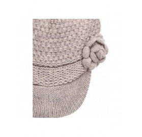 Skullies & Beanies Women's Winter Cable Knitted Beret Visor Beanie Hat with Scrunchy. - Flower-beige - C312N38B3P0 $13.20