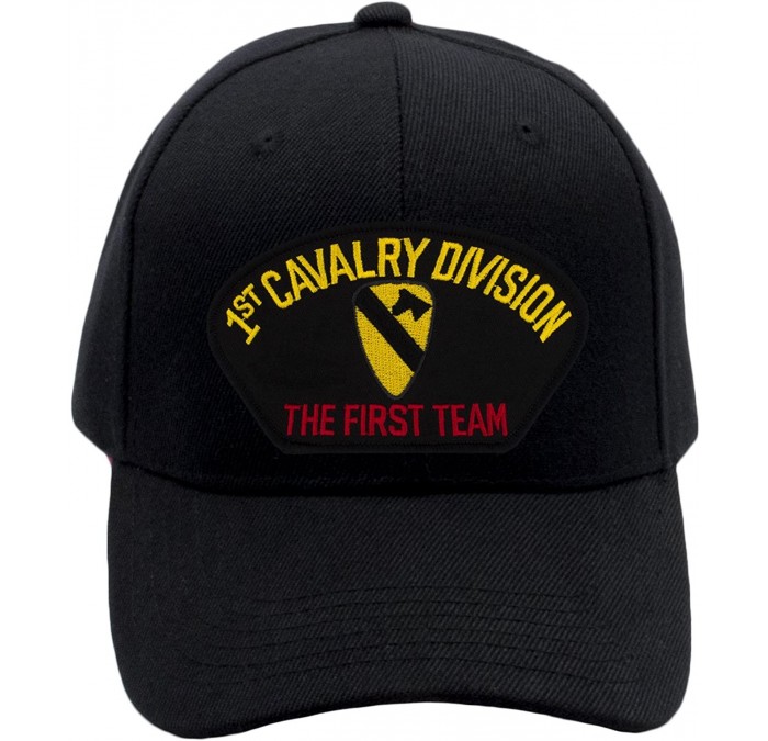 Baseball Caps 1st Cavalry Division Hat - The First Team/Ballcap Adjustable One Size Fits Most - Black - C618QXIXIIK $48.68