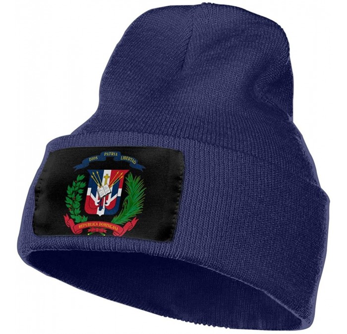 Skullies & Beanies Coat of Arms Dominican Republic Flag Men Women Winter Beanie - Unisex Cuffed Plain Skull Knit Hat Cap - Na...