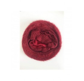 Berets Women Winter French Beret Hat Wool Knit Berets Beanie Classic Warm Casual Hat - Wine Red - CL18Z4H483Y $16.90