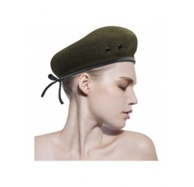 Berets AYPOW Berets Ladies Military Leather - Style A-green - CL18UZTY440 $11.51