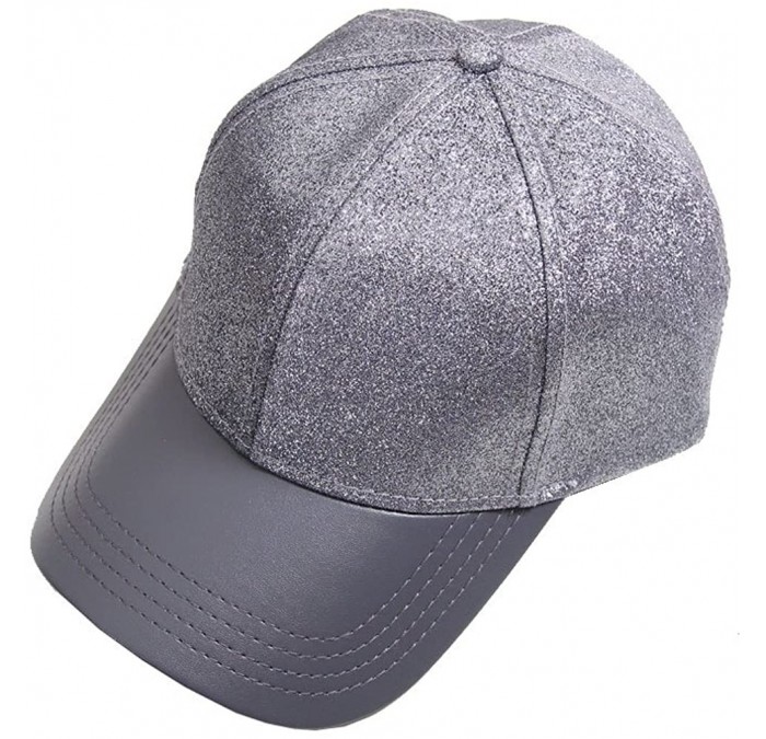 Baseball Caps Shiny Glitter Baseball Cap - Grey - C612LHKUELX $30.65