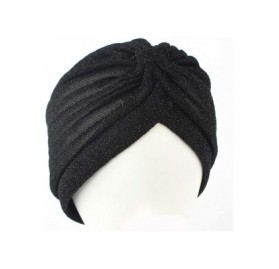 Sun Hats Shiny Turban Hat Headwraps Twist Pleated Hair Wrap Stretch Turban - Black Paillette - CG198H3KER6 $8.30