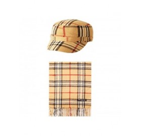 Baseball Caps Cashmere Feel Hat Cap with Soft Scarf Designer Inspired Plaid Army Style Cap - CQ11I32KR4N $14.13