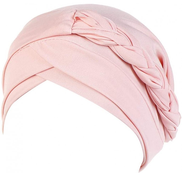 Skullies & Beanies Turban Headband-Women's Twisted Braid Hair Cover Wrap Cancer Hats Chemo Headwear Cap - Pink - CS18WISOXHS ...