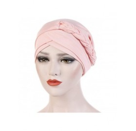 Skullies & Beanies Turban Headband-Women's Twisted Braid Hair Cover Wrap Cancer Hats Chemo Headwear Cap - Pink - CS18WISOXHS ...