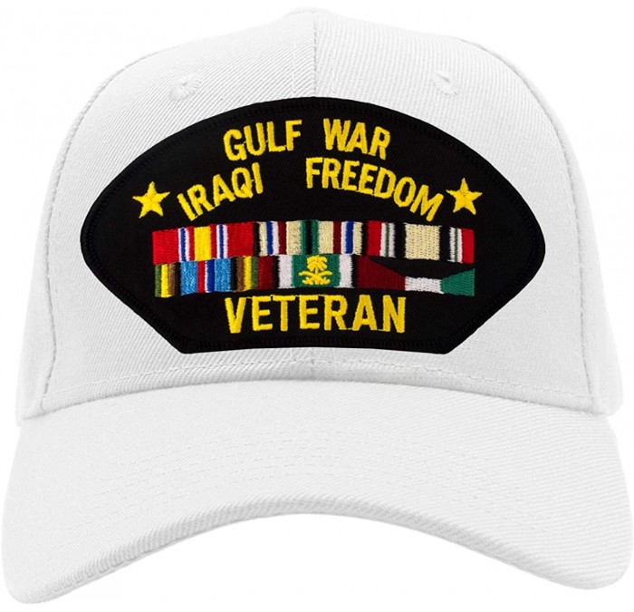 Baseball Caps Gulf War/Iraqi Freedom Veteran Hat/Ballcap Adjustable One Size Fits Most - White - CX18A6G9WOD $22.21