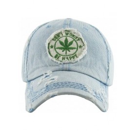 Baseball Caps Weed Marijuana Leaf Collection Dad Hat Baseball Cap Polo Style Adjustable - (1.1) Be Happy Light Denim - CW18UO...
